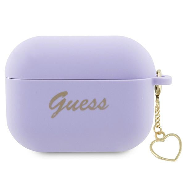 Husa Guess pentru AirPods Pro 2 Mov Silicone Heart Charm