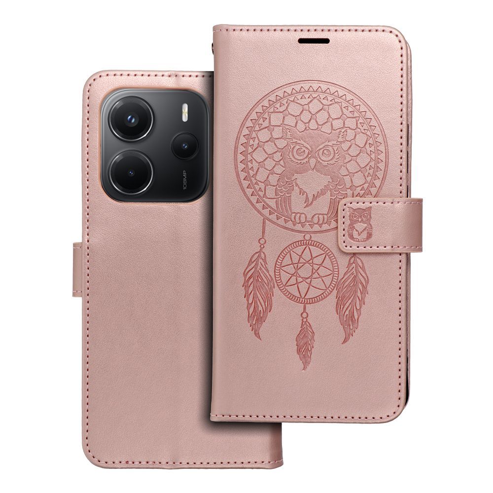 Husa Mezzo Book Flip pentru Xiaomi Redmi Note 14 5G Dreamcatcher Roz auriu