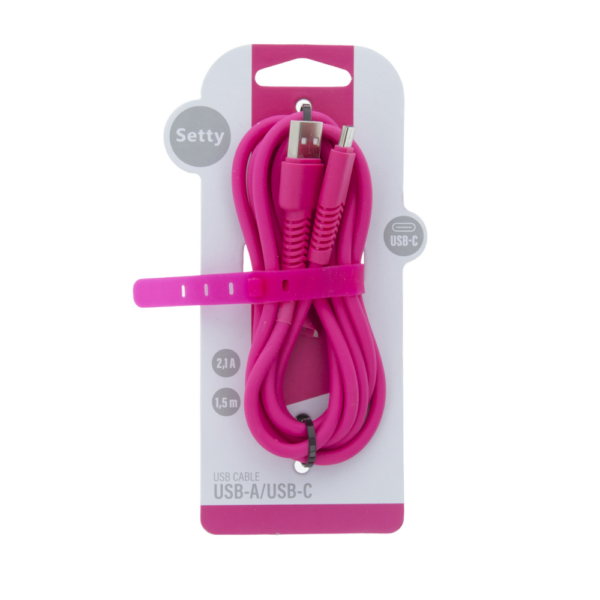Setty cablu USB - USB-C 1,5 m 2A KSA-C-1.526 Roz