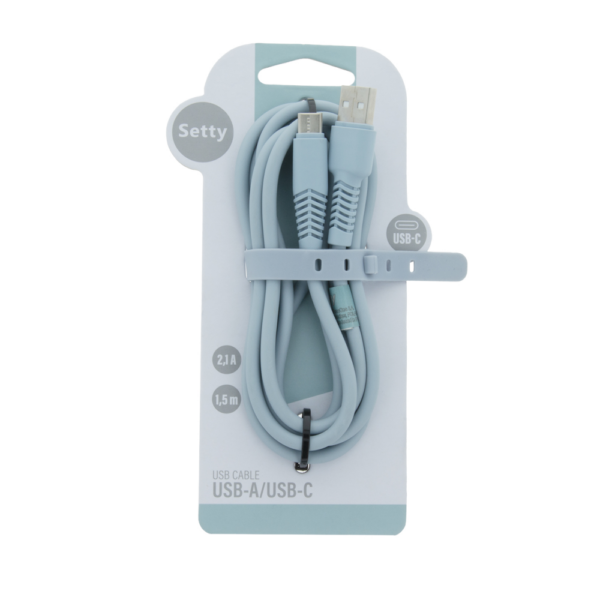 Setty cablu USB - USB-C 1,5 m 2,1A KSA-C-1.523 Albastru