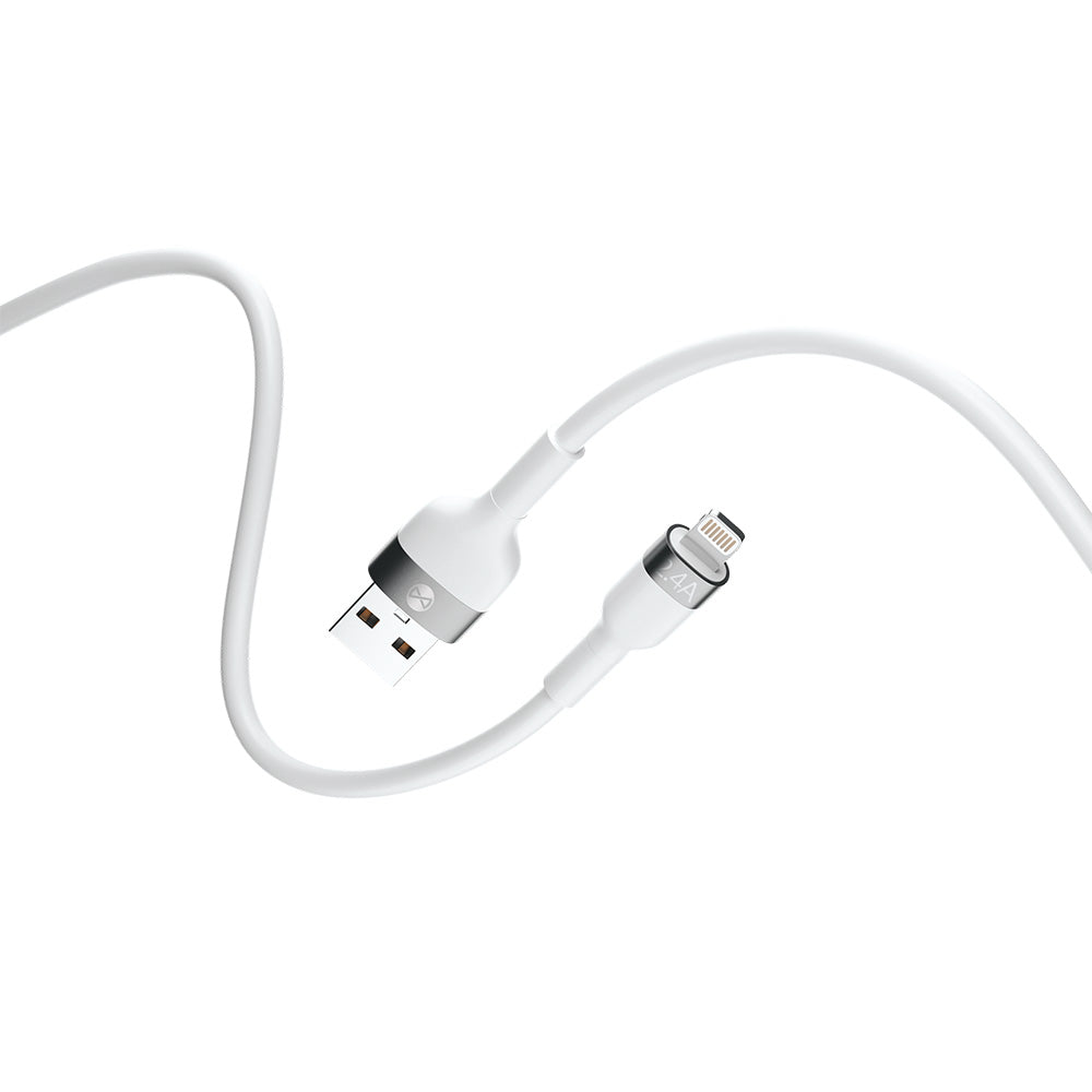 Cablu Forever Flexible USB - Lightning 1,0 M 2.4A Alb