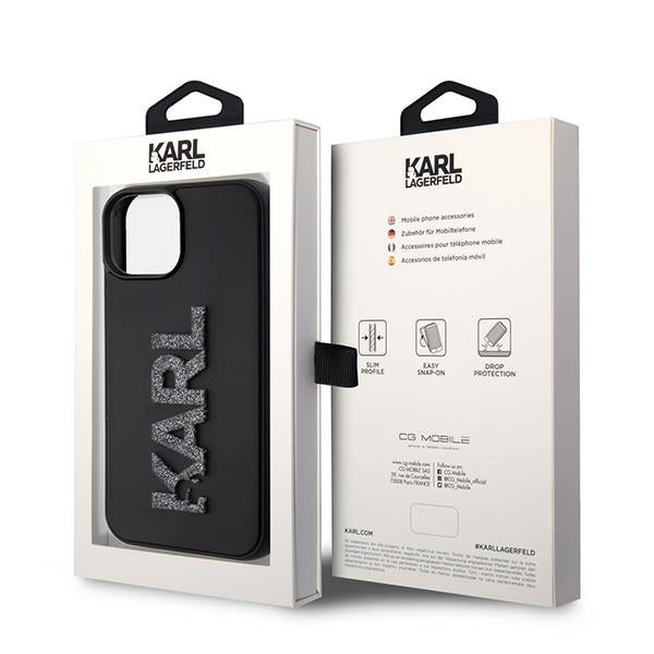 Husă pentru iPhone 15 Karl Lagerfeld 6,1" KLHCP15S3DMBKCK black HC 3D Logo Glitter – Negru