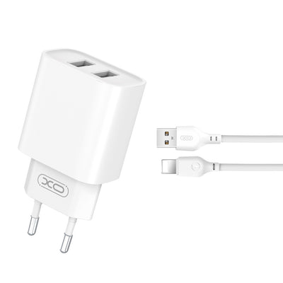 Cablu XO Incarcator priza Ce02c 2x USB 2,1A Alb + Lightning