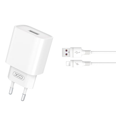 Cablu XO Incarcator priza Ce02d QC 3.0 18W 1x USB Alb + Lightning