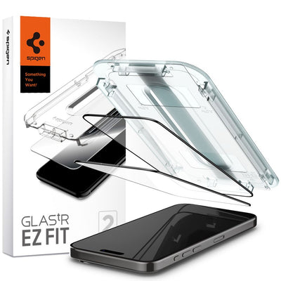 Folie Spigen sticla Glas.tr "EZ FIT" FC 2-PACK pentru iPhone 15 Pro Max 6,7" Negru