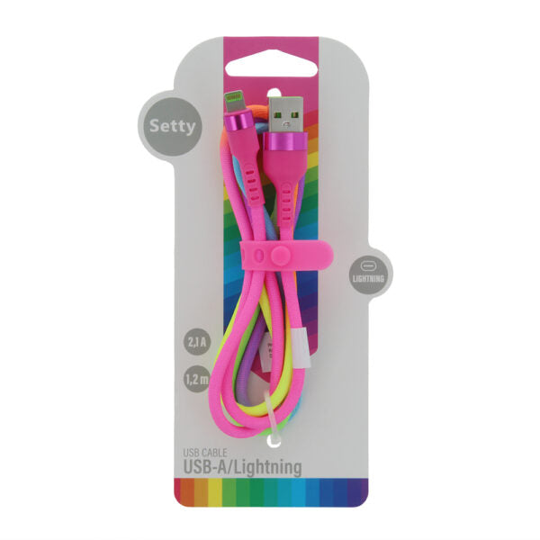 Setty USB - Lightning cablu 1,2 m 2,1A KNA-L-1.22.113 rainbow