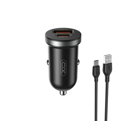 Cablu XO Incarcator auto Cc56 PD 30W QC 1x USB 1x Usb-c Negru + USB - Usb-c