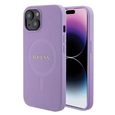 Husa Guess pentru iPhone 15 6,1" Mov Hardcase Saffiano Magsafe