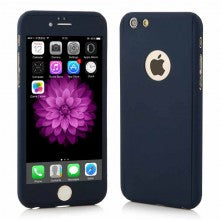 Husa 360 Grade Plastic + sticla Samsung Galaxy A8 Plus 2018, Albastru inchis