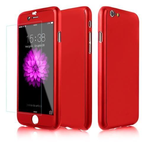 Husa 360 Grade Plastic + sticla Samsung Galaxy A8 Plus 2018, Rosu