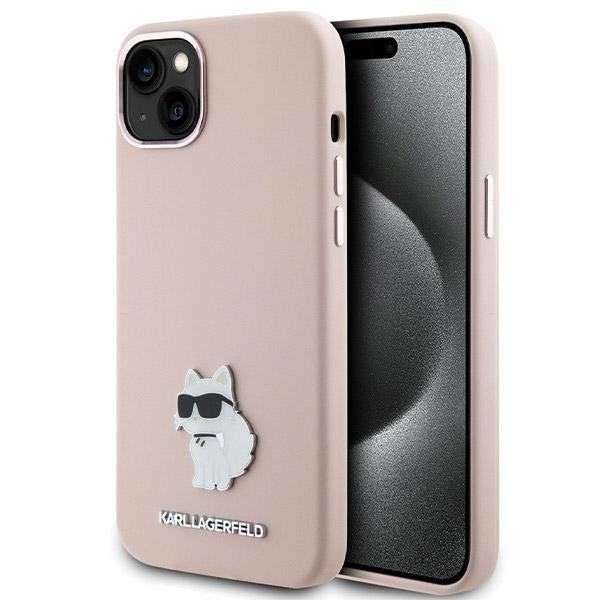 Husa Karl Lagerfeld pentru iPhone 15 Plus 6,7" Roz HC Silicone C Metal PIN