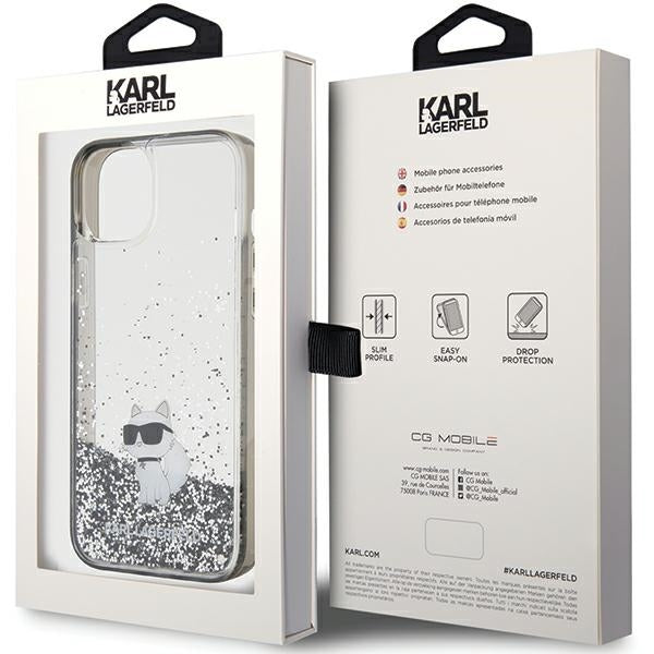 Husă pentru iPhone 15 Plus Karl Lagerfeld 6,7" KLHCP15MLKCNSK transparent HC LIQ. GLITTER C – Transparent