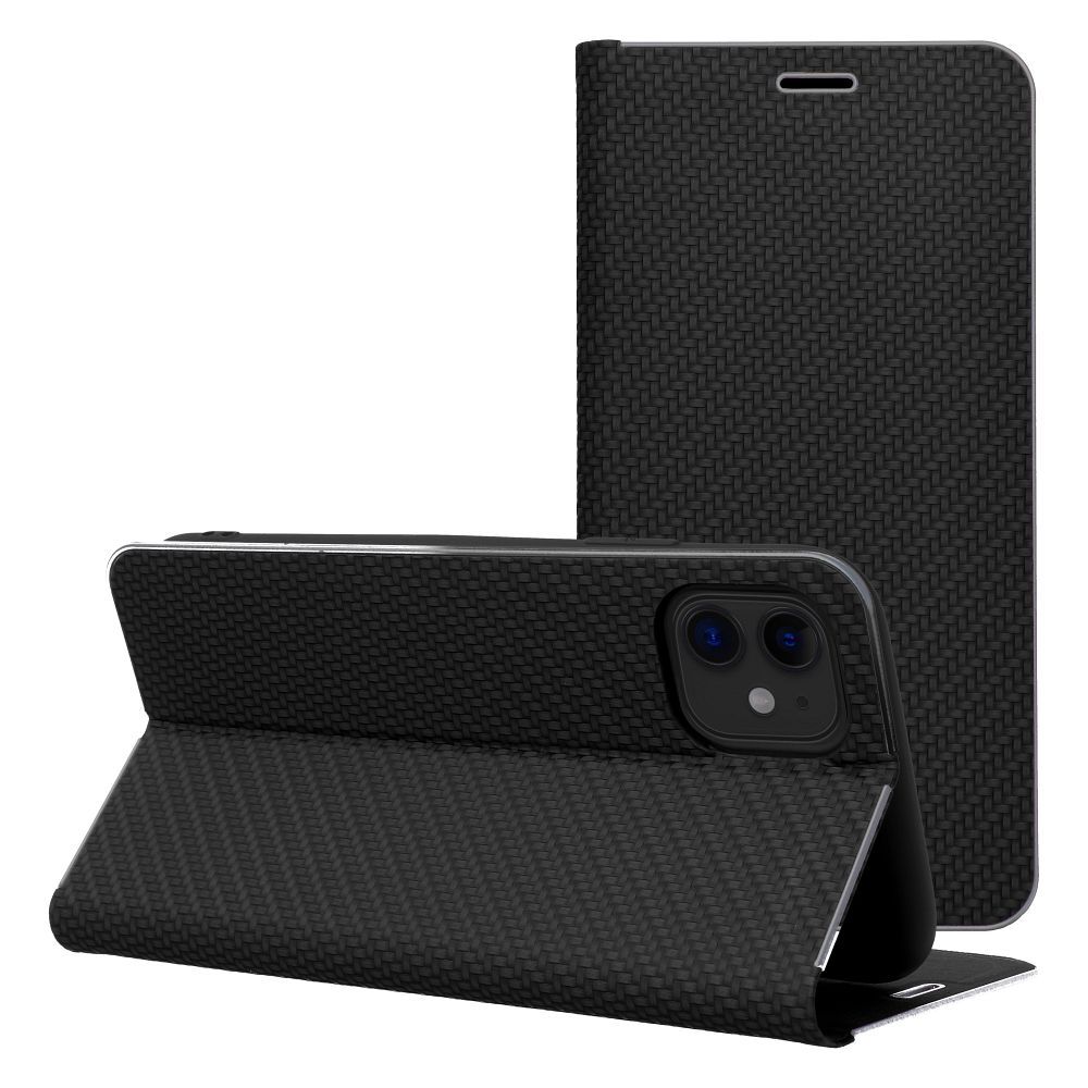 Husa Luna Book Carbon Flip pentru iPhone 17 AIR Negru