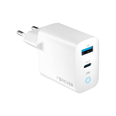 Incarcator Forever Tc-06-20ac PD QC 1x Usb-c 1x USB 20W Alb