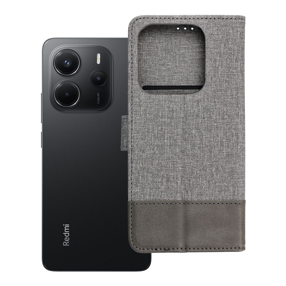 Husa Gomma Book Flip pentru Xiaomi Redmi Note 14 5G Gri