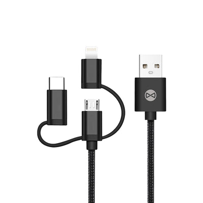 Cablu Forever 3in1 USB - Lightning + Usb-c + Microusb 1,0 M 1,5A Negru