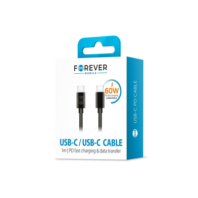 Cablu Forever Usb-c - Usb-c 1,0 M 60W Negru