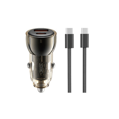 Cablu XO Incarcator auto Cc60 60W 1x USB 1x Usb-c Negru + Usb-c - Usb-c