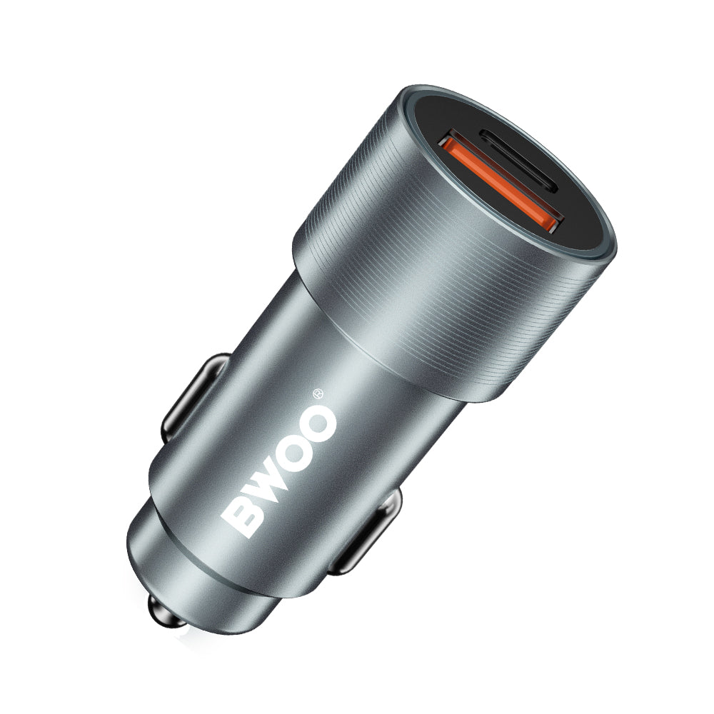 Incarcator auto BWOO Bo-cc73 PD 1x Usb-c - Usb-a Port 38W Argintiu
