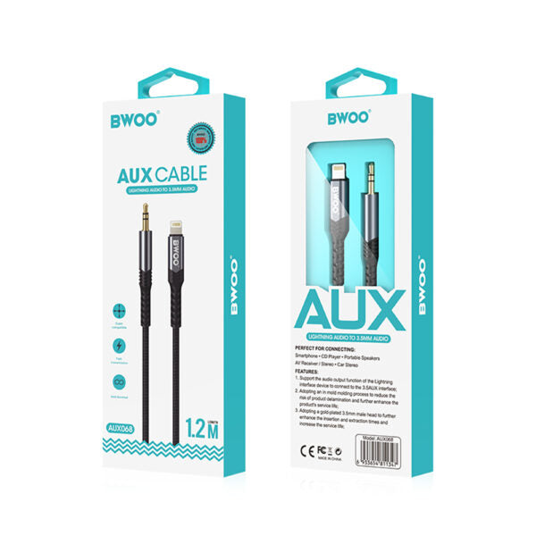 BWOO cablu AUX 3.5mm - Lightning BO-AUX068 Negru