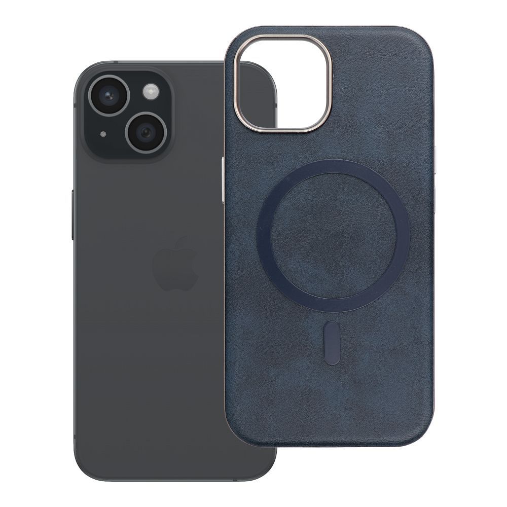 Husa Gentleman Mag pentru iPhone 15 Compatible cu Magsafe Bleumarin