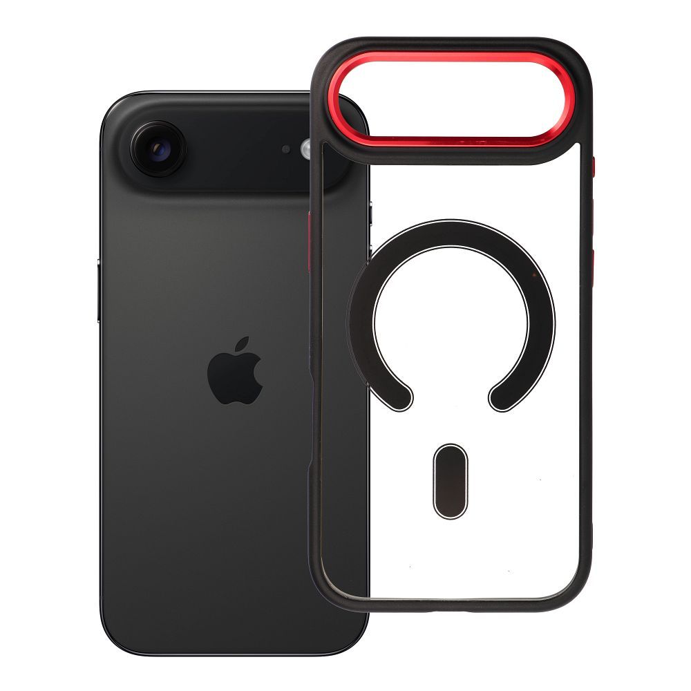 Husa Color Edge Mag pentru iPhone 17 AIR Compatible cu Magsafe Negru-Rosu