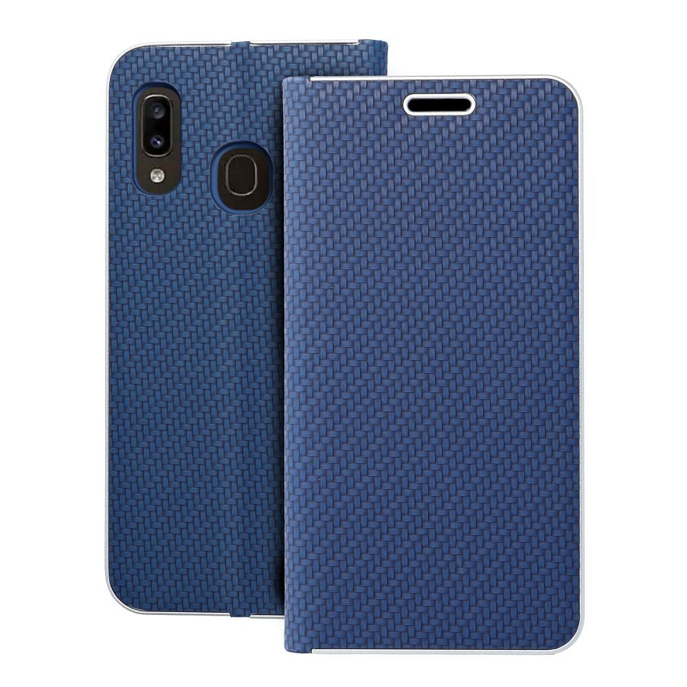 Husa Luna Book Carbon Flip pentru Samsung A20e Albastru