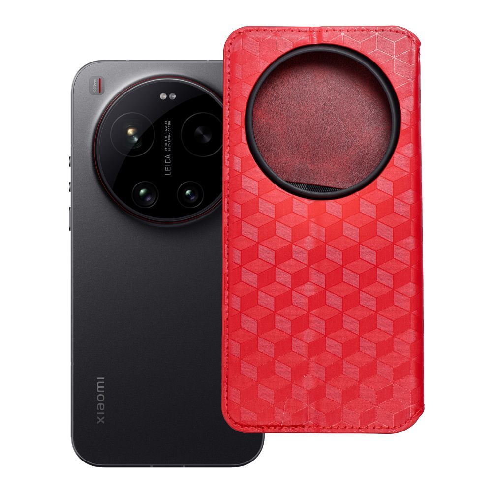 Husa Cubic Book Flip pentru Xiaomi 17 Ultra Rosu