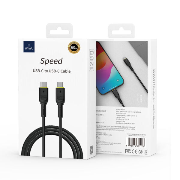 WIWU 60W Speed cablu Wi-C034 C-C Negru