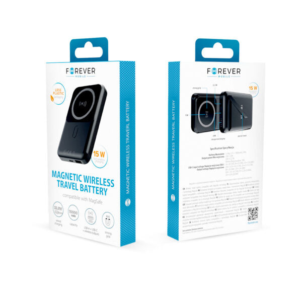 Forever wireless power bank MATB-100 PD QC 22.5W 10000 mAh magnetic negru