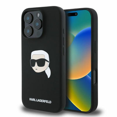 Husa Karl Lagerfeld pentru iPhone 16 Pro 6,3" Negru Hardcase Silicone KL Head Print Magsafe