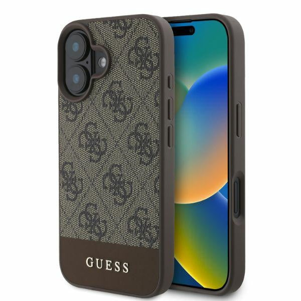 Husa Guess pentru iPhone 16 6,1" Guhcp16sg4glbr Maro Hardcase 4G Bottom Stripe