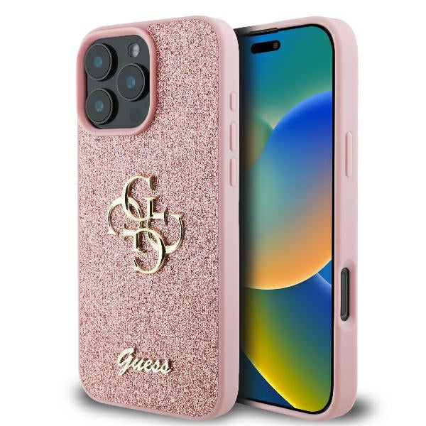 Husa Guess pentru iPhone 16 Pro 6,3" Guhcp16lhg4sgp Fixed Glitter Big 4G Roz