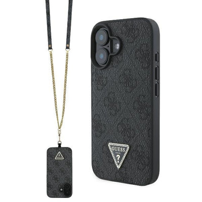 Husa Guess pentru iPhone 16 6,1" Guhcp16sp4tdscpk Leather Metal Logo Strass Crossbody Negru