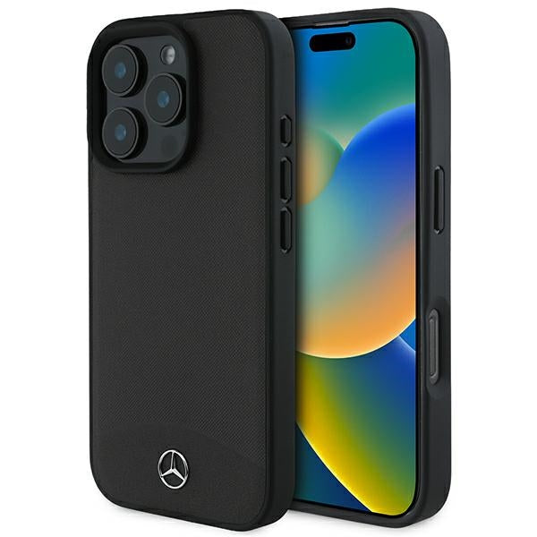 Husa Mercedes pentru iPhone 16 Pro Max 6,9" Mehmp16x23rbark Hardcase Textured And Plain Leather Magsafe Negru