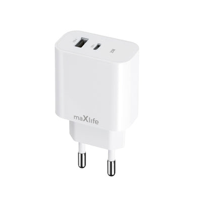 Incarcator Maxlife Mxtc-06-25ac PD QC 1x Usb-c 1x USB 25W Alb