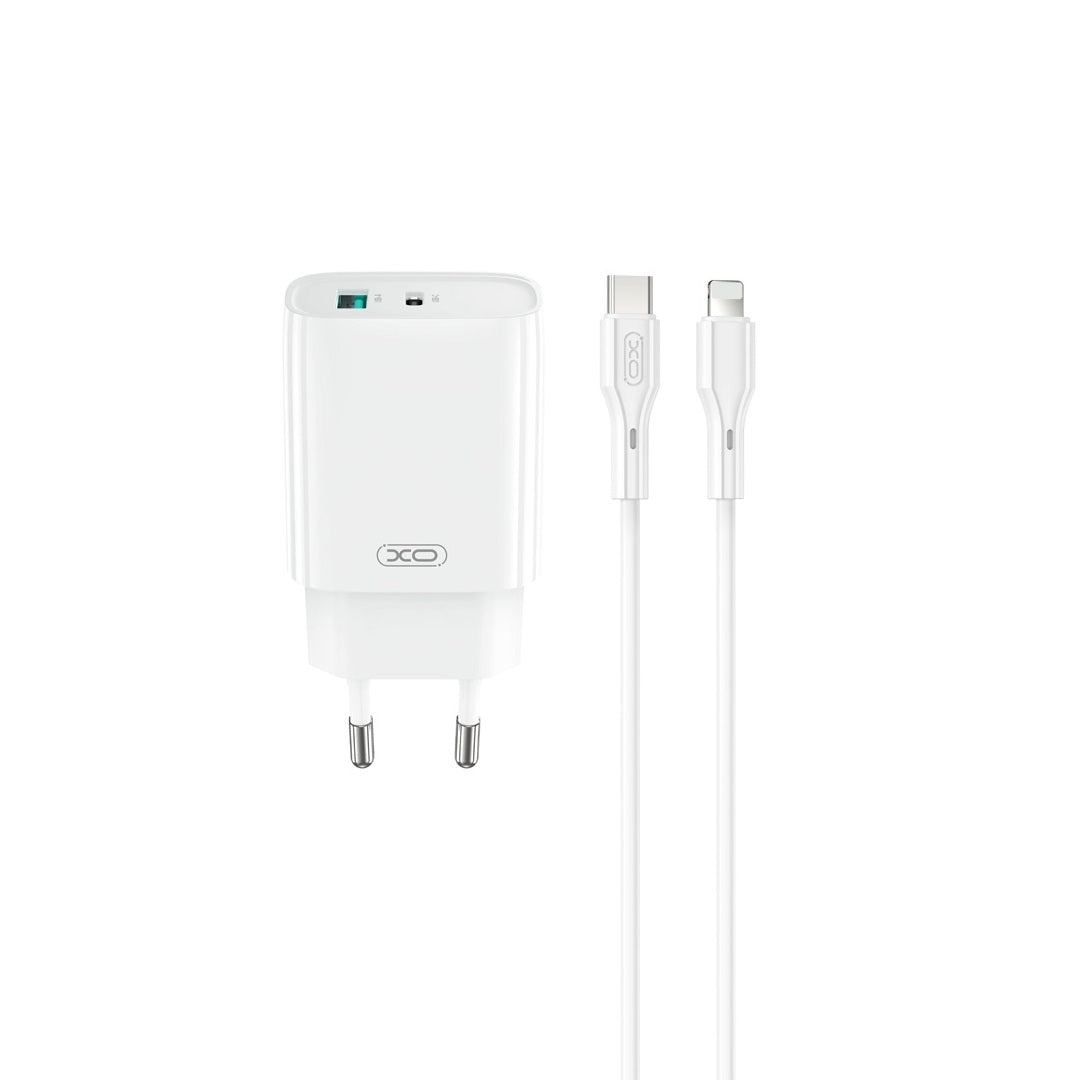 Cablu XO Incarcator priza Ce30 PD 30W 1x Usb-c 1x USB Alb + Usb-c - Lightning
