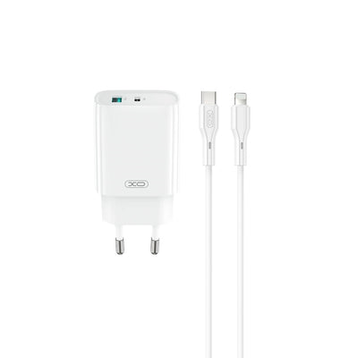 Cablu XO Incarcator priza Ce30 PD 30W 1x Usb-c 1x USB Alb + Usb-c - Lightning
