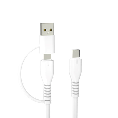 Cablu Forever Recycling 2w1 1,5m 3A Usb-c - Usb-c + Usb-a Kr2w1-00 Alb