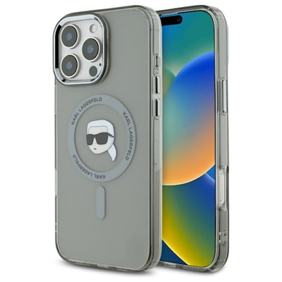 Husa Karl Lagerfeld pentru iPhone 16 Pro 6,3" Klhmp16lhlskik Negru Hard IML Metal Karl Head Magsafe
