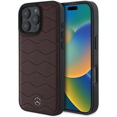 Husa Mercedes pentru iPhone 16 Pro Max 6,9" Mehcp16x23rwrsr Hardcase MB Waves Leather Rosu