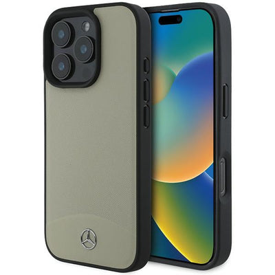 Husa Mercedes pentru iPhone 16 Pro Max 6,9" Mehmp16x23rbare Hardcase MB Textured And Plain Leather Magsafe Bej