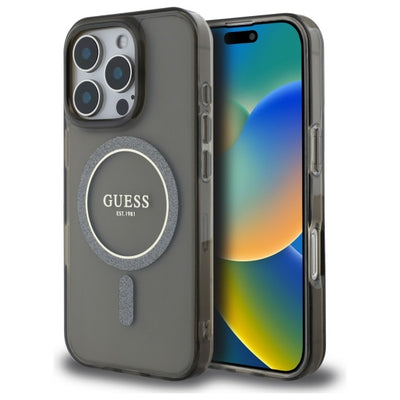 Husa Guess HC Magsafe IML Glitter Circle pentru iPhone 16 Pro Max 6,9" Negru