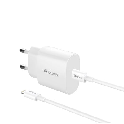 Cablu Devia Incarcator priza Rocket PD 20W 1x Usb-c Alb + Usb-c - Lightning