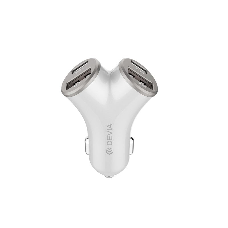 Incarcator auto Devia Extreme Metal PD 48W 2x USB 2x Usb-c Argintiu
