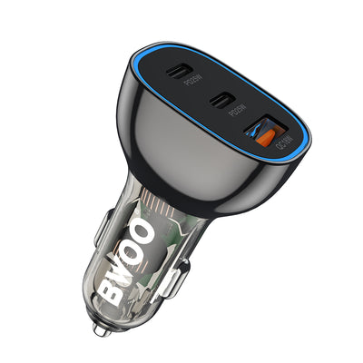 Incarcator auto BWOO PD 2x Usb-c Port + Usb-a 68W Negru