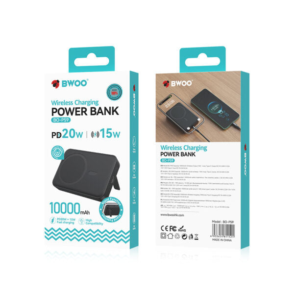 BWOO 20W 10000 mAh power bank, negru