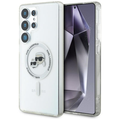 Husa Karl Lagerfeld HC Magnetic IML Metal KC Heads pentru Samsung Galaxy S25 Ultra Alb