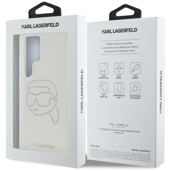 Husă pentru Samsung Galaxy S25 Ultra Karl Lagerfeld HC IML Rhinestones K Head transparent – Transparent