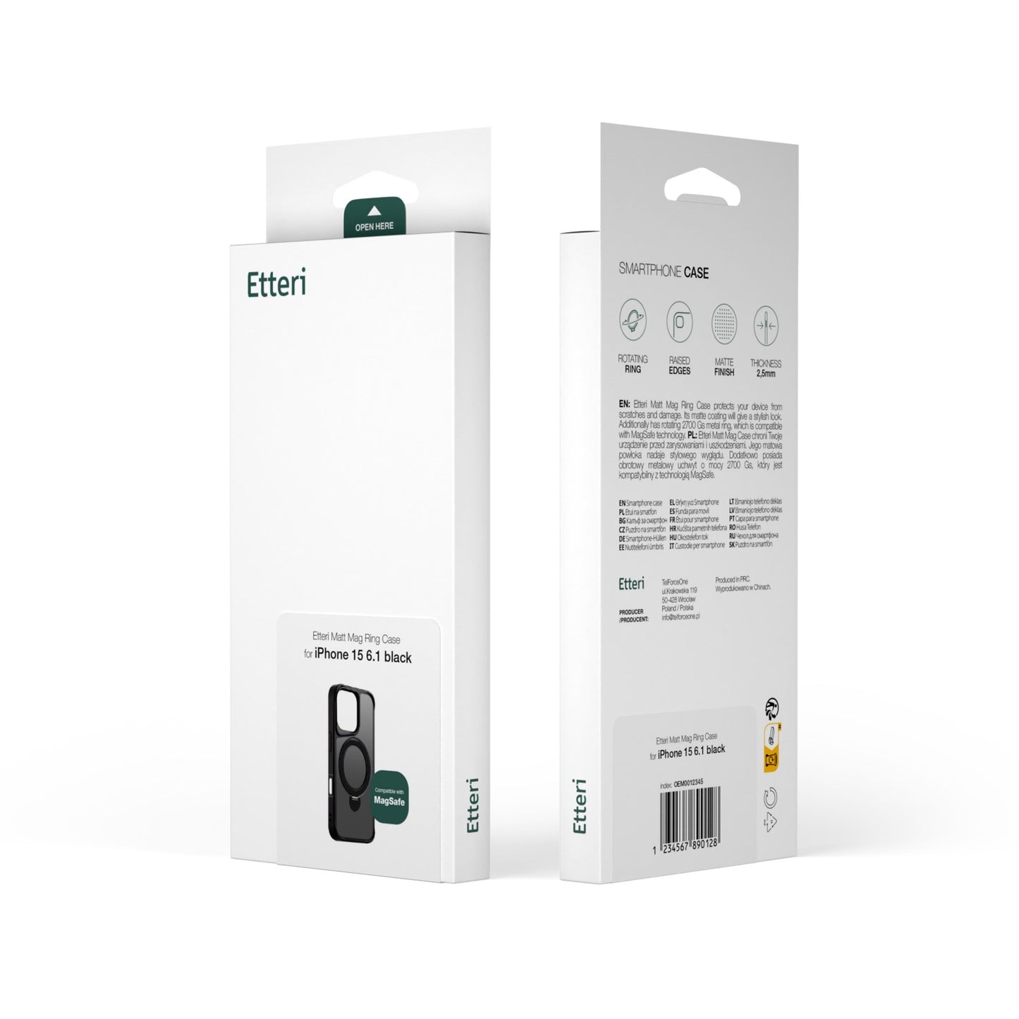 Etteri Matt Mag Ring case for iPhone 12 / 12 Pro 6,1" black